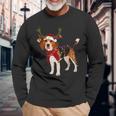 Santa Claus Beagle Reindeer Light Christmas Langarmshirts Geschenke für alte Männer