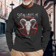 Satanist Baphomet 666 Satanism Satan Loves Me Langarmshirts Geschenke für alte Männer