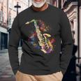 Saxophone Colourful Musician Saxophone For Saxophonists Langarmshirts Geschenke für alte Männer