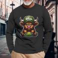 Scottish Cute Highland Cow Pickle Hat Just Dill With It Long Sleeve T-Shirt Gifts for Old Men