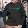 Scuba Diver Heartbeat Deep Diving EKG Pulseline Dive Long Sleeve T-Shirt Gifts for Old Men