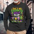 She's He's My Drunker Half Matching Couple Mardi Gras Long Sleeve T-Shirt Gifts for Old Men