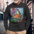 Space Galaxy Universe Cat Pizza Dj Cute Cosmic Langarmshirts Geschenke für alte Männer