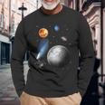 Space Motif Universe Stars Solar System Planets Sun Langarmshirts Geschenke für alte Männer