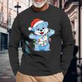 Süßer Weißer Bär In Weihnachtsmannmütze Mit Weihnachtslichtern Langarmshirts Geschenke für alte Männer