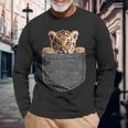 Tiger In Chest Pocket Langarmshirts Geschenke für alte Männer