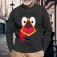Turkey Face Pilgrim Thanksgiving Costume Long Sleeve T-Shirt Gifts for Old Men