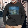 Vincentan Gogh Noche Estrellada Sobre El Ródano Camiseta de manga larga Regalos para ancianos