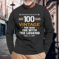 Vintage The Man Myth Legend 100 Year Old Birthday 100Th Long Sleeve T-Shirt Gifts for Old Men