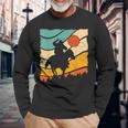 Vintage Retro Style Sunset Texas Wild West Heritage Cowboy T-shirt à manches longues Cadeaux pour les vieillards
