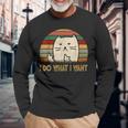 Vintage I Do What I Want Cat Lovers Camiseta de manga larga Regalos para ancianos
