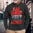 Vintage Yeet Apparel Saying Eat Sleep Repeat Long Sleeve T-Shirt Gifts for Old Men
