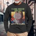 I Like Weed Cats And Maybe 3 People Cat Cannabis Grass Langarmshirts Geschenke für alte Männer