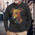 Whippet Dog Motif Pet Illustration Colourful Whippet Langarmshirts Geschenke für alte Männer