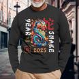 Year Of The Snake 2025 Zodiac Chinese New Year 2025 Langarmshirts Geschenke für alte Männer