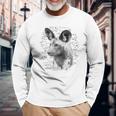 African Wild Dog Close-Up On Vintage Africa Map Safari Theme Long Sleeve T-Shirt Gifts for Old Men