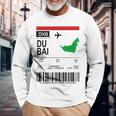 Board Ticket Dubai Dxb Airport Passenger Flight S Langarmshirts Geschenke für alte Männer