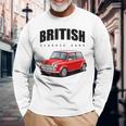 British Classic Car Red Mini Sports Car Gray Langarmshirts Geschenke für alte Männer