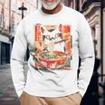 Cat Ramen Noodle Japanese Backprint Langarmshirts Geschenke für alte Männer