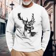 Chasseur Daim Cerf Motiv Chasse Chasseur T-shirt à manches longues Cadeaux pour les vieillards