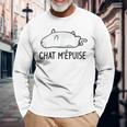 Chat Humour Cadeau Chat M'épuise T-shirt à manches longues Cadeaux pour les vieillards