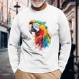 Colourful Parrot Watercolor Langarmshirts Geschenke für alte Männer