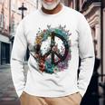 Cravate De Costume Hippie Avec Symbole De La Paix Des Années 60 Et 70 T-shirt à manches longues Cadeaux pour les vieillards