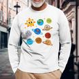 Divertido Pijama Del Sistema Solar De Astronauta Del Mundo Manga Larga Camiseta de manga larga Regalos para ancianos