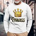 Donna Corona Dorata Giallo Con Scritta Princess Maglietta a maniche lunghe Regalos para ancianos