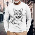 Fox Lovers Fox Motif Animals Gray Langarmshirts Geschenke für alte Männer