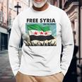 Free Syria Syria Revolution Freedon Flag Blue Langarmshirts Geschenke für alte Männer