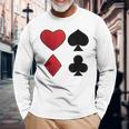 Poker Playing Cards Cross Heart Motif Card Fun Langarmshirts Geschenke für alte Männer