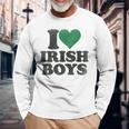 St Patrick Day I Love Irish Boys I Heart Irish Boys Long Sleeve T-Shirt Gifts for Old Men