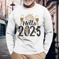 Hello 2025 Fête Réveillon Cadeau Nouvel An Festif T-shirt à manches longues Cadeaux pour les vieillards
