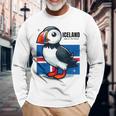 Iceland Iceland Flag Puffin Langarmshirts Geschenke für alte Männer