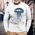 Japanese Aesthetic Asianintage Medusa Jellyfish Gray Langarmshirts Geschenke für alte Männer