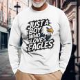 Just A Boy Who Loves Eagles Lover Boys Eagle Long Sleeve T-Shirt Gifts for Old Men