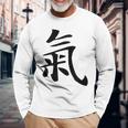 Qi Energy Chi Or Ki Chinese Calligraphy Character Langarmshirts Geschenke für alte Männer