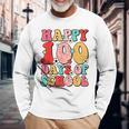 Retro Happy 100Th Day Of School Teachers Kid Happy 100 Days Long Sleeve T-Shirt Gifts for Old Men