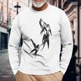 Tatuaje Pájaros Golondrina Pájaro Regalo Golondrinas Tatuaje Camiseta de manga larga Regalos para ancianos