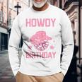 Western Howdy Its My Birthday Disco Cowgirl Long Sleeve T-Shirt Gifts for Old Men