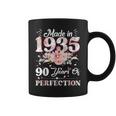 90 Year Old Made In 1935 Floral 90Th Birthday Women Coffee Mug