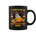 Apanese Bobtail Cat With Pie Fruits This Is My Thanksgiving Graphic Print Coffee Mug