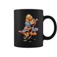 Pin Up Girl Pretty Blonde Noir Lingerie & Talons Hauts Tasse