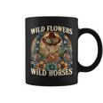 Retro Southern Sunset Cowgirl Wild Flowers Wild Horses Coffee Mug