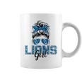 Lions Girl Messy Bun Sports Fan Team Coffee Mug