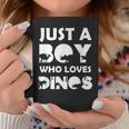 Boy Who Loves Dinos Letras Divertidas Con Diseño De Dinosaur Taza de café Regalos divertidos