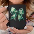 Cute Lucky Girl Coquette Bow Green St Patricks Shamrock Coffee Mug Unique Gifts