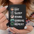 Eat Sleep Anime Gaming Repeat Taza de café Regalos divertidos