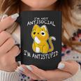 I'm Not Antisocial I'm Antistupid Sarcastic Cat Tassen Lustige Geschenke